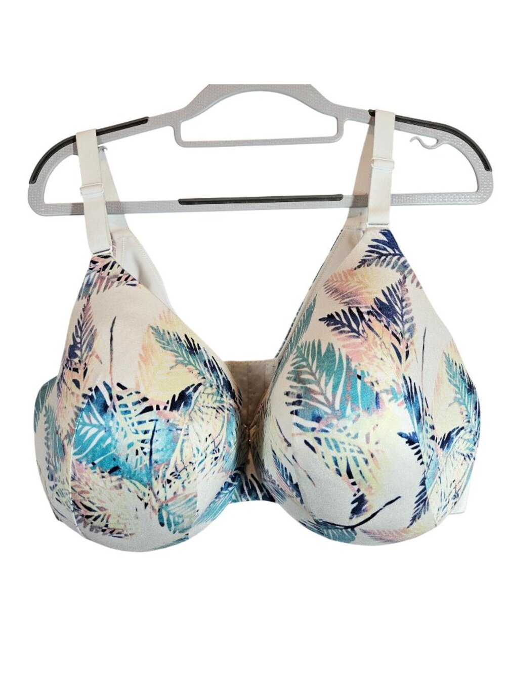 Cacique Women’s Bra 40G Tropical Palm Print Lightly Lined Adjustable Straps Whit